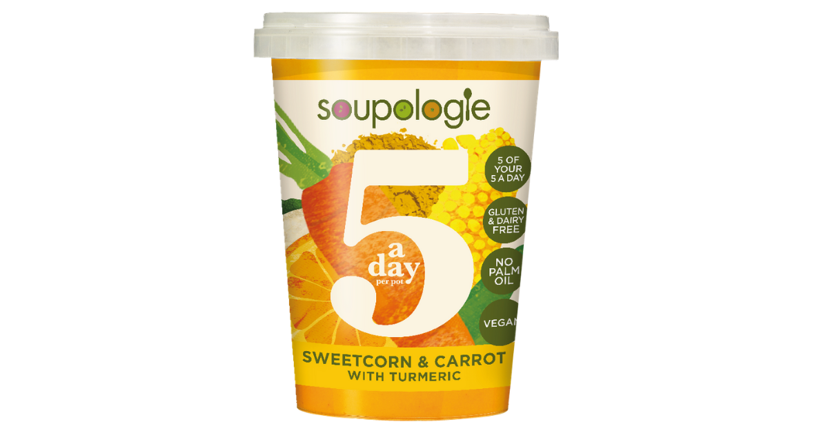 5 a day sweetcorn and carrot soup with turmeric by Soupologie